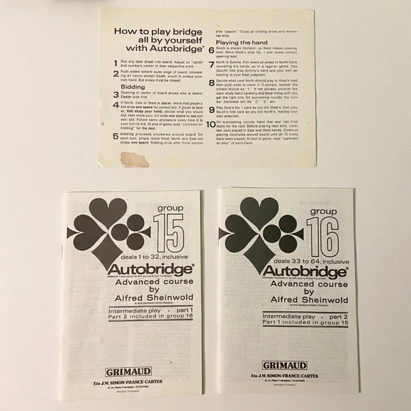 Vintage 1979 Autobridge Game  Grimaud For Intermediate to Advanced Players - Picture 12 of 15